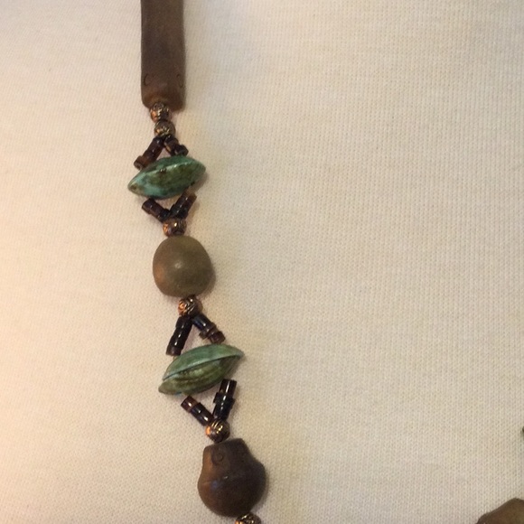 Women's Wood Bead Brown Necklace - Picture 3 of 16